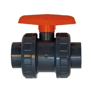 PVC Vanne 1/4 tour, double-union à coller en 50 mm