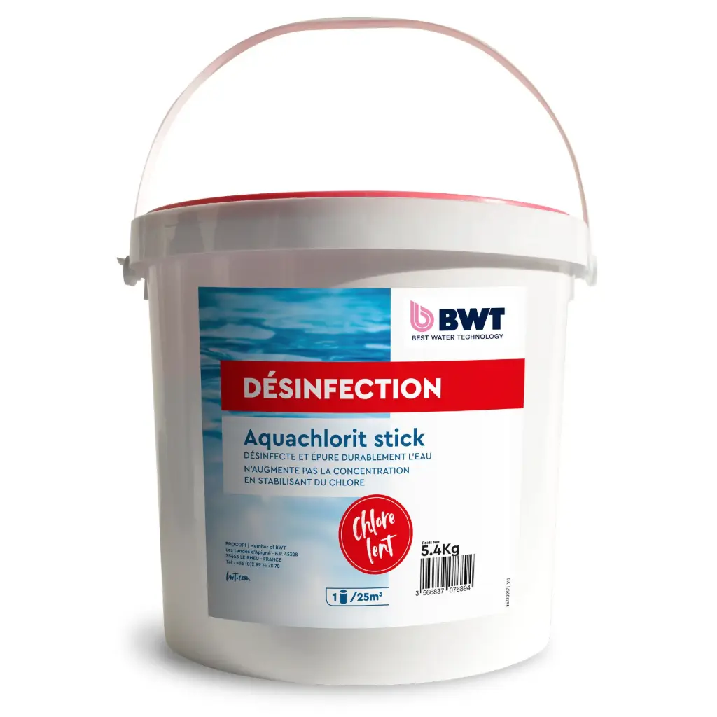 Chlore non stabilisé en stick 300 gr Aquachlorit - 5,4 Kg BWT
