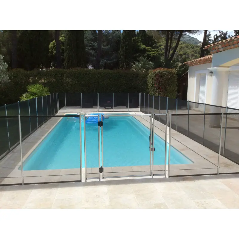 [EASNL16] BEETHOVEN Portillon EASY à fermeture, démontable, filet noir cadre anodise gris perçage ø16 tirant GAUCHE