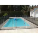 BEETHOVEN Portillon EASY à fermeture, démontable, filet noir cadre anodise gris perçage ø16 tirant GAUCHE