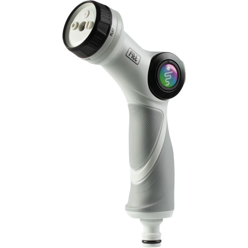 [75786] FITT Pistolet Multi-jets Pour tuyau d'arrosage avec eoignée ergonomique et régulateur de débit. 4 Types de Jets