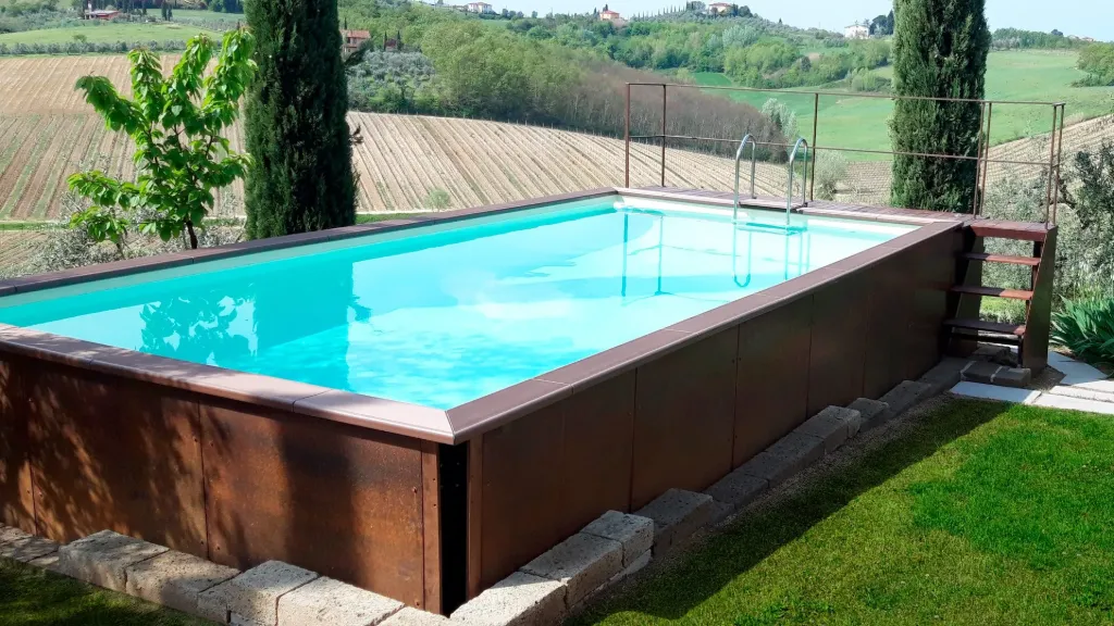 [XC35BEC11SLBN] LAGHETTO Kit piscine DOLCEVITA DIVA NAKED 3x5 Cartouche 11m3/h BLANC LAGHETTO margelle café