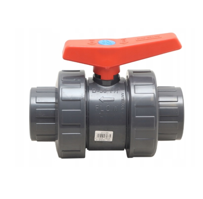 [02457] PVC Valve à billes PVC-U ''STANDARD'' (PE-EPDM) coller PN16 poignée asymétrique