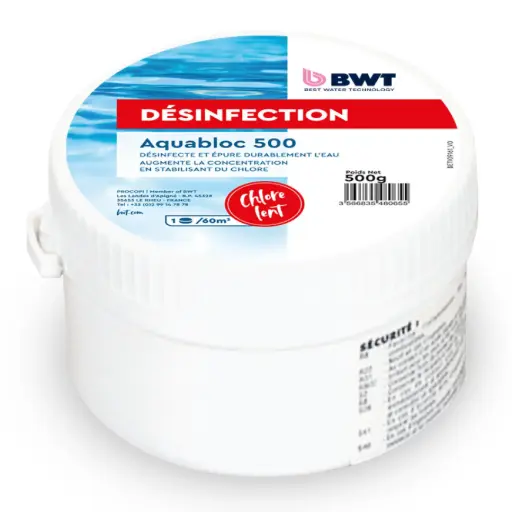 [9023101] CHLORE LENT,galet de 500 Gr Aquabloc 500